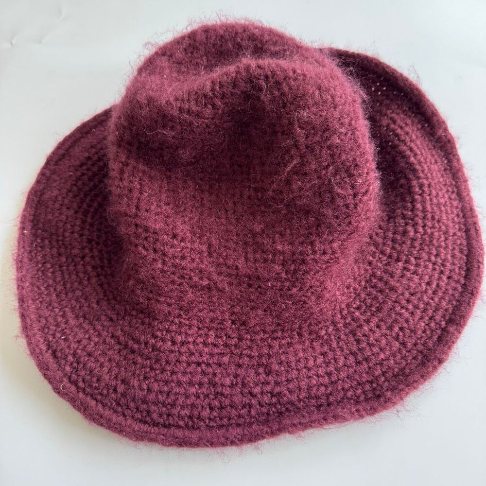 Anthropologie Wooden Ships Mohair Wool Burgundy Red Bucket Hat